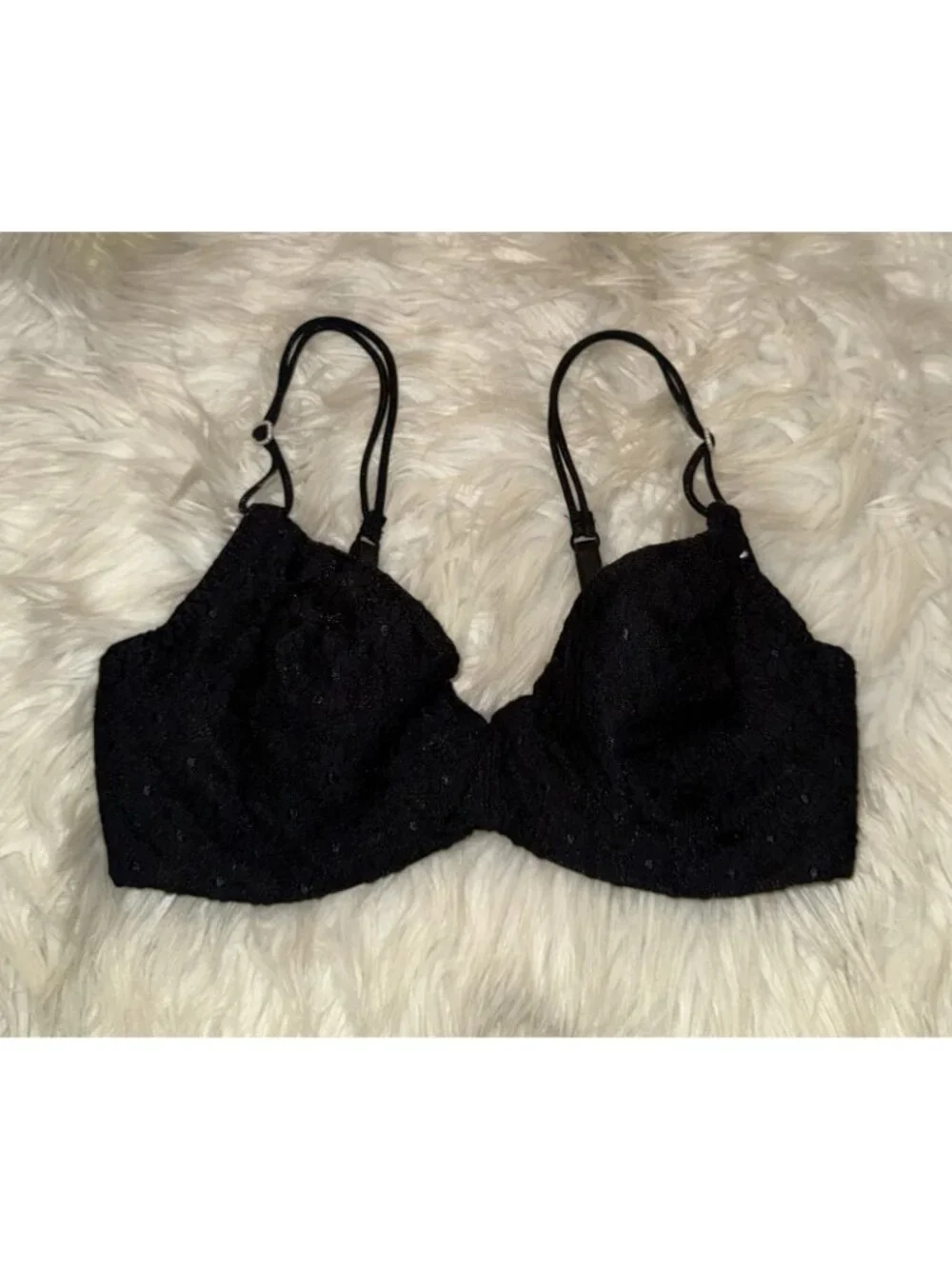 Vintage Maidenform French Demi 9197 Soft Cup Underwire Floral Womens 34C Black